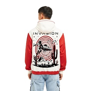crazymonk Invasion Oversized Hoodie - Red