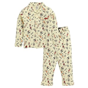 kids regular fit cotton printed night suit for baby boys