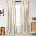 Nanspring Linen Curtains 98 Inch Long for