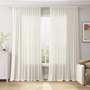 Nanspring Extra Wide Linen Curtains W100xL90 Inch