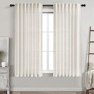 Cream Linen Back Tab Curtains 63 Inch
