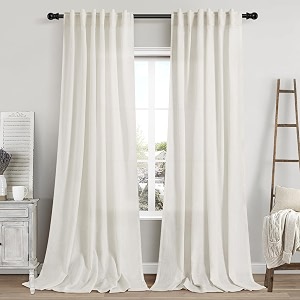 Cream Linen Curtains 108 Inches Long 2