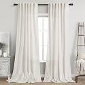 Cream Linen Curtains Back Tab Sheer Curtains
