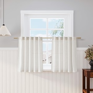 Cream Linen Kitchen Curtains 30 Inches Long