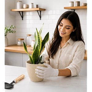 Cream Plastic Flower Pot for Indoor