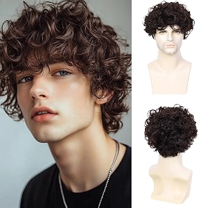Creamily Curly Synthetic Hair Wig for Men