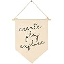 Create Play Explore-Flag Wall Decor Gift for Baby Boys Girls Kids-Canvas Hanging Banner Pennant Wall Decor Gift for Nursery Baby Room Playroom Homeschool Reading Room Bedroom