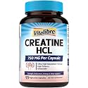 Vitalibre Creatine HCl Capsule, 750mg High Absorption Creatine Hydrochloride, Endurance, Strength, Fast Absorbing, No Load, No Bloat, Monohydrate Micronized Alternative, Once Daily, 90 Capsules