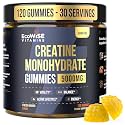 Creatine Monohydrate Gummies 5000 mg per Serving, Mango Flavor, with Turmeric Root & Black Pepper, Sugar Free, Vegan Creatine Gummies, 120 Gummies, 30 Servings