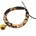 Creation Core Japanese Style Flower Print Cat Collar with Golden Bell(Black Pink Flower,L)