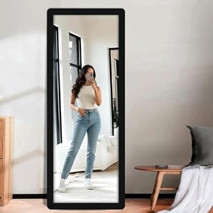 creative arts n frames 15x51 inch full length dressing chevel long fiber wood wall hanging leaning framed hd mirror home wall living room decor items classic black color framed hd mirror