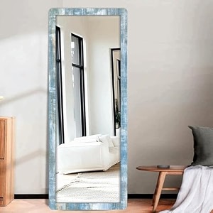 creative arts n frames 15x51 inch full length dressing chevel long fiber wood wall hanging leaning framed hd mirror home wall living room decor items rustic blue color framed hd mirror