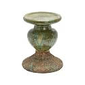 Creative Co-Op 2-Tone Sculptural Terracotta Pillar Candle Holder, Distressed Green (Pack of 6)