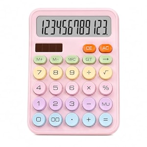 creative colorful electronic calculator12 digit large lcd display and big round buttons candy-colored desktop calculator for officeschoolhomebusiness small colorful with solar