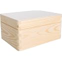 Creative Deco Small Wooden Box with Hinged Lid for Crafts 7.67x5.90x3.93 in