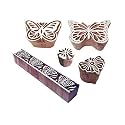 Creative Pattern Butterfly and Flower Wooden Blocks for Printing (Set of 5)