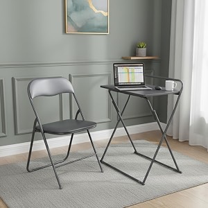 creative smart foldable desk chair set compact portable amp effortless setup  perfect for study work or outdoor spaces grey pack of 1