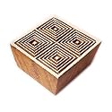 Creative Square Geometric Motif Wood Block for Printing - DIY Henna Fabric Textile Paper Clay Pottery Block Printing Stamp