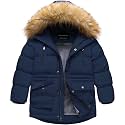 CREATMO US Boy's Winter Parka Water Resistant Hooded Puffer Fleece Lined Jackets Coats