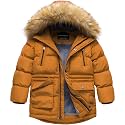 CREATMO US Boy's Winter Parka Water Resistant Hooded Puffer Fleece Lined Jackets Coats