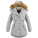 CREATMO US Girl's Long Winter Warm Parka Sherpa Trimmed Collar Puffer Ski Jacket Coat