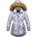 CREATMO US Girl's Long Winter Warm Parka Sherpa Trimmed Collar Puffer Ski Jacket Coat