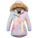 CREATMO US Girl's Long Winter Warm Parka Sherpa Trimmed Collar Puffer Ski Jacket Coat