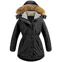 CREATMO US Girl's Long Winter Warm Parka Sherpa Trimmed Collar Puffer Ski Jacket Coat