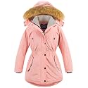 CREATMO US Girl's Long Winter Warm Parka Sherpa Trimmed Collar Puffer Ski Jacket Coat