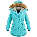 CREATMO US Girl's Long Winter Warm Parka Sherpa Trimmed Collar Puffer Ski Jacket Coat