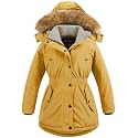 CREATMO US Girl's Long Winter Warm Parka Sherpa Trimmed Collar Puffer Ski Jacket Coat