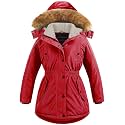 CREATMO US Girl's Long Winter Warm Parka Sherpa Trimmed Collar Puffer Ski Jacket Coat