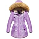 CREATMO US Girl's Long Winter Warm Parka Sherpa Trimmed Collar Puffer Ski Jacket Coat