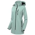 CREATMO US Women's Lightweight Waterproof Long Softshell Tactical Jacket Fleece Lined Windbreaker