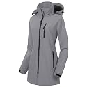 CREATMO US Women's Lightweight Waterproof Long Softshell Tactical Jacket Fleece Lined Windbreaker
