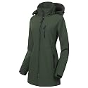 CREATMO US Women's Lightweight Waterproof Long Softshell Tactical Jacket Fleece Lined Windbreaker
