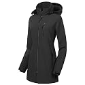 CREATMO US Women's Lightweight Waterproof Long Softshell Tactical Jacket Fleece Lined Windbreaker