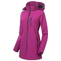 CREATMO US Women's Lightweight Waterproof Long Softshell Tactical Jacket Fleece Lined Windbreaker