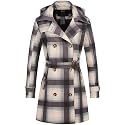 CREATMO US Women's Trench Coat Double-Breasted Classic Lapel Overcoat Belted Slim Outerwear Coat with Detachable Hood