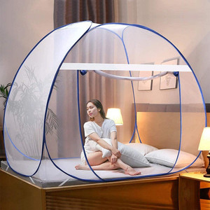 credicus polyester mosquito net  king size bed  polyester foldable blue polyester washable adults mosquito net