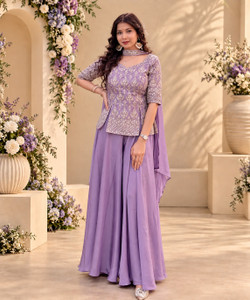 Creeper Women Silk Blend Ethnic Top Sharara
