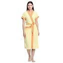 CREEVA Everyday Terry Cotton Unisex Bathrobe Collection With kimono collar and 1 Pocket,Half Sleeve Bath Robe Super Soft Light Weight - Lemon &amp; Orange