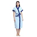 CREEVA Everyday Terry Cotton Unisex Bathrobe Collection With kimono collar and 1 Pocket,Half Sleeve Bath Robe Super Soft Light Weight - Ocean Blue &amp; Turkish