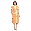 CREEVA Everyday Terry Cotton Unisex Bathrobe Collection With kimono collar and 1 Pocket,Half Sleeve Bath Robe Super Soft Light Weight - Orange & Yellow