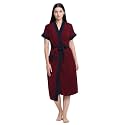 CREEVA Everyday Terry Cotton Unisex Bathrobe Collection With kimono collar and 1 Pocket,Half Sleeve Bath Robe Super Soft Light Weight - Wine &amp; Navy.