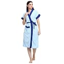 CREEVA Everyday Terry Cotton Unisex Bathrobe Collection With kimono collar and 1 Pocket,Half Sleeve Bath Robe Super Soft Light Weight - Sky & Turkish Blue
