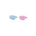 Multipurpose Plastic Fruit & Vegetable Storage Basket with Net Cover | Stylish Kitchen Basket with Zip Net Cover Pack of 2 (Blue Pink)