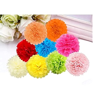party tissue hanging paper pom poms set  12 pcs set  decorative hanging paper flower ball  wedding birthday party baby shower party decorations  multicolor