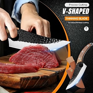 chefs knife 8 inch ultra sharp high carbon german stainless steel forged bladefor meat cutting ergonomic wooden handle premium chef knife for home kitchen restaurant 5in wooden bleck