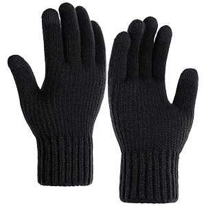 winter hand gloves men women upgraded super comfortable dual-layer thick knit lining soft-grip elastic hands glove for cold weather winters running driving camping cycling amp hiking